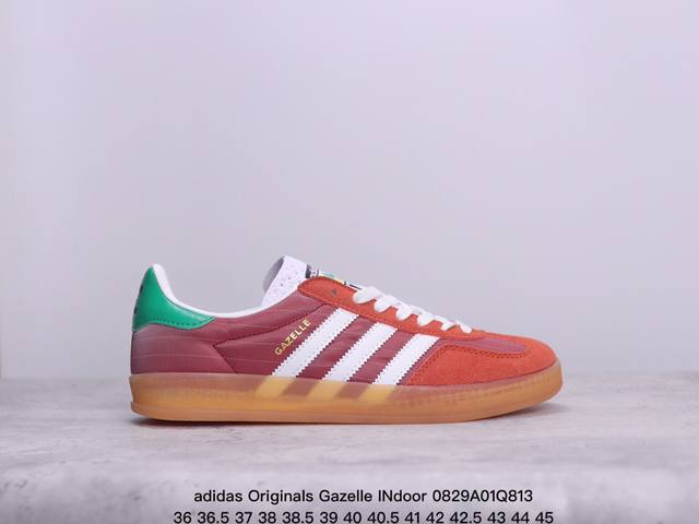 公司级adidas Originals Gazelle Indoor 三叶草休闲防滑耐磨低帮板鞋 鞋头出色设计 塑就出众贴合感 稳固的后跟贴合足部曲线设计 软弹