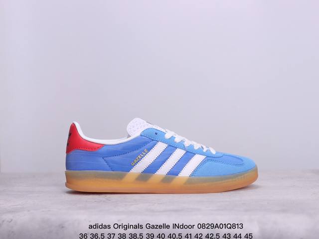 公司级adidas Originals Gazelle Indoor 三叶草休闲防滑耐磨低帮板鞋 鞋头出色设计 塑就出众贴合感 稳固的后跟贴合足部曲线设计 软弹