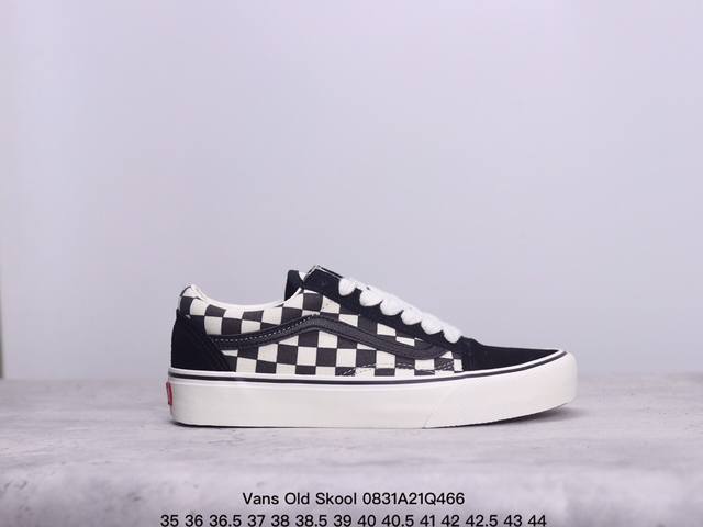 Vans Old Skool 新版安纳海姆棋盘格 安纳海姆系列高端支线黑白 蓝绿棋盘格低帮复古帆布鞋滑板鞋 尺码：35 36 36.5 37 38 38.5 3