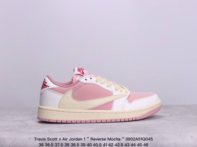 公司级aj1倒勾travis Scott X Air Jordan 1 ” Reverse Mocha “ Aj1乔1 Ts 闪电 联名倒钩 低帮文化篮球鞋 完