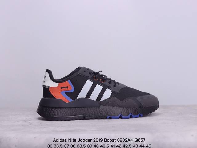 Adidas Nite Jogger Boost三叶草 联名夜行者 复古跑鞋 原厂材料 原厂大底 私家独模 网布搭配麂皮拼接打造鞋面 极具复古风格鞋头及鞋跟点缀