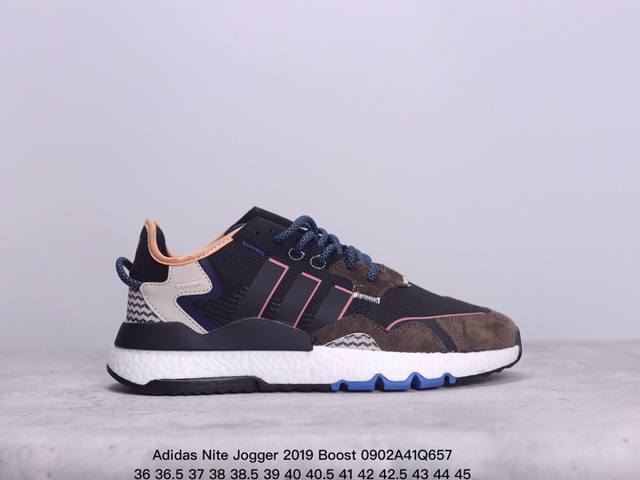 Adidas Nite Jogger Boost三叶草 联名夜行者 复古跑鞋 原厂材料 原厂大底 私家独模 网布搭配麂皮拼接打造鞋面 极具复古风格鞋头及鞋跟点缀