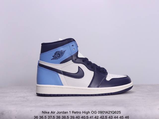 耐克 Nike Air Jordan 1 Retro High Og 乔丹一代篮球鞋复刻运动鞋 皮面高帮板鞋的设计灵感源自运动夹克，带你重温入选球队时刻。采用经