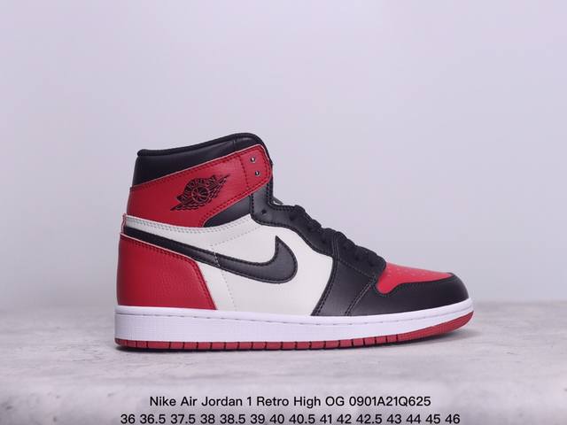 耐克 Nike Air Jordan 1 Retro High Og 乔丹一代篮球鞋复刻运动鞋 皮面高帮板鞋的设计灵感源自运动夹克，带你重温入选球队时刻。采用经