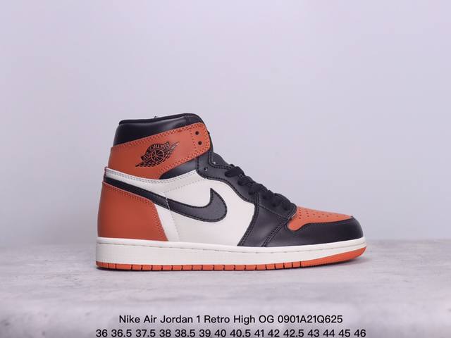 耐克 Nike Air Jordan 1 Retro High Og 乔丹一代篮球鞋复刻运动鞋 皮面高帮板鞋的设计灵感源自运动夹克，带你重温入选球队时刻。采用经