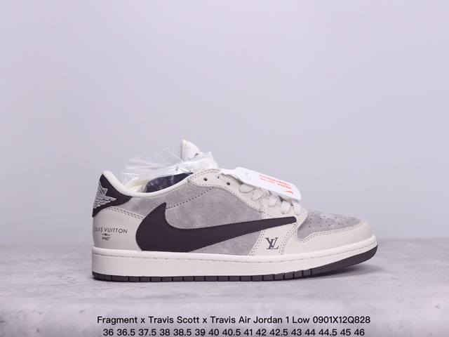 公司级fragment X Travis Scott X Travis air Jordan 1 Low 三方联名倒钩 性价比原盒出货 全新的三方联名低帮倒钩鞋