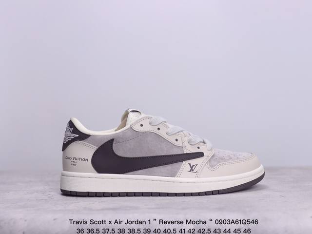 Aj1倒勾travis Scott X Air Jordan 1 ” Reverse Mocha “ Aj1乔1 Ts 闪电 联名倒钩 低帮文化篮球鞋 货号:S