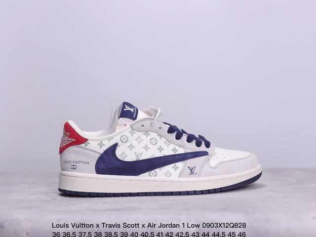 公司级louis Vuitton X Travis Scott X Air Jordan 1 Low 路易威登 低帮 Lv米白蓝倒勾联名 Aj1 乔丹1代 Aj