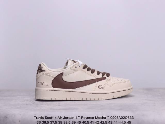 公司级aj1倒勾travis Scott X Air Jordan 1 ” Reverse Mocha “ Aj1乔1 Ts 闪电 联名倒钩 低帮文化篮球鞋 完