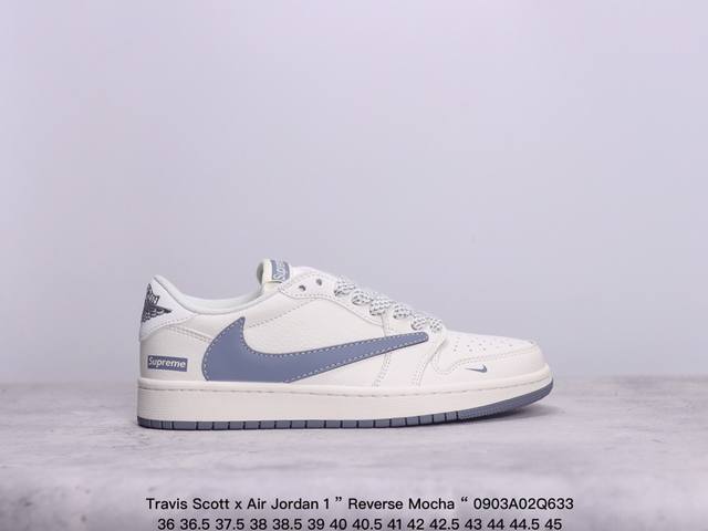 公司级aj1倒勾travis Scott X Air Jordan 1 ” Reverse Mocha “ Aj1乔1 Ts 闪电 联名倒钩 低帮文化篮球鞋 完