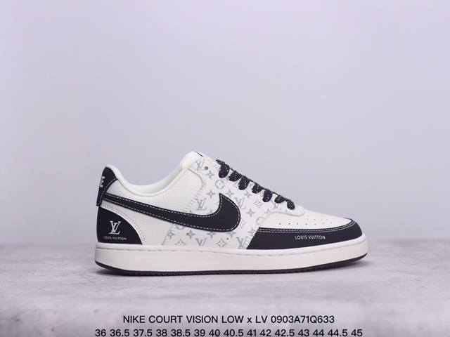 Nike Court Vision Low X Lv 联名小空军 低帮百搭透气休闲运动板鞋。 百搭单品正面、内侧、外侧、前面和后面视角看下这双白又白的小白鞋，它 - 点击图像关闭