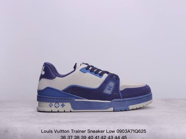 Lv路易威登louis Vuitton Trainer Sneaker Low低帮厚底亮钻百搭休闲运动文化板鞋 码数：36 37 38 39 40 41 42