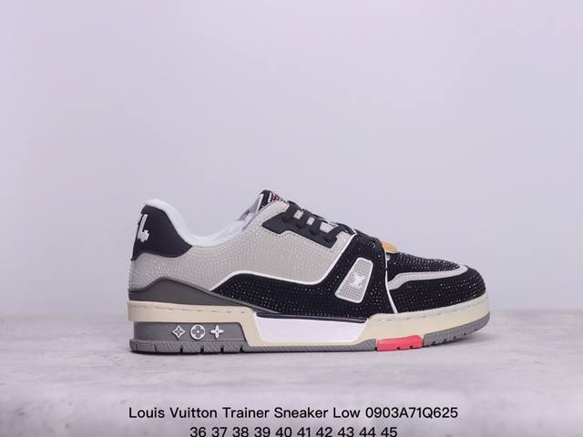 Lv路易威登louis Vuitton Trainer Sneaker Low低帮厚底亮钻百搭休闲运动文化板鞋 码数：36 37 38 39 40 41 42