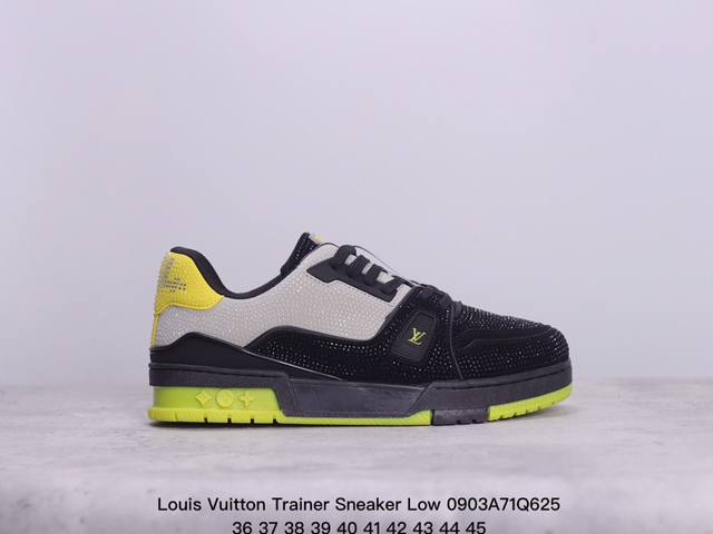 Lv路易威登louis Vuitton Trainer Sneaker Low低帮厚底亮钻百搭休闲运动文化板鞋 码数：36 37 38 39 40 41 42 - 点击图像关闭