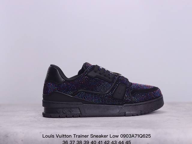 Lv路易威登louis Vuitton Trainer Sneaker Low低帮厚底亮钻百搭休闲运动文化板鞋 码数：36 37 38 39 40 41 42