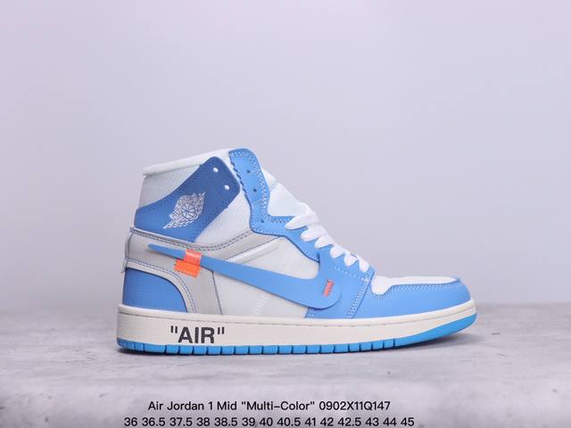 乔丹air Jordan 1 Mid Multi-Color 多色拼接 这款中帮air Jordan 1 Aj1 乔1采用普通皮革打造，搭配尼龙鞋舌。它的整个鞋