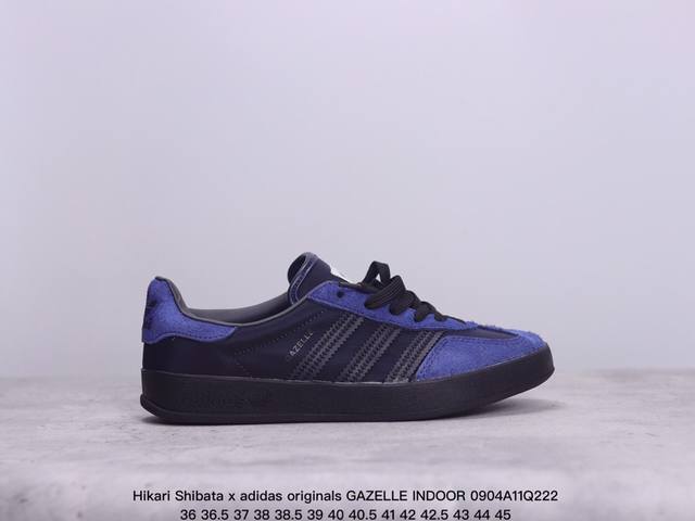 Hikari Shibata X Adidas Originals Gazelle Indoor舒适百搭防滑耐磨低帮板鞋男女同款海军蓝 xm0904Q222