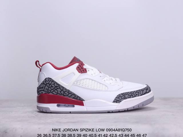 公司级 耐克 Nike Jordan Spizike Low 经典爆裂纹复古运动篮球鞋！全新低帮造型吸睛！整双鞋在融合了 Air Jordan 经典鞋款中的标志