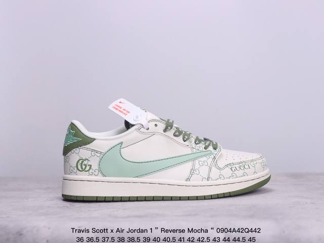 公司级aj1倒勾travis Scott X Air Jordan 1 ” Reverse Mocha “ Aj1乔1 Ts 闪电 联名倒钩 低帮文化篮球鞋 完