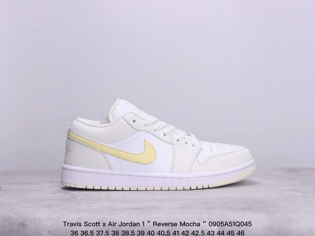 公司级aj1Travis Scott X Air Jordan 1 ” Reverse Mocha “ Aj1乔1 Ts 闪电 联名倒钩 低帮文化篮球鞋 完美品