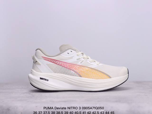 公司级puma Deviate Nitro 3 轻量跑鞋 公司级puma Deviate Nitro 3 舒适防滑耐磨 低帮 休闲跑步鞋 男女款黑白色 货号：3