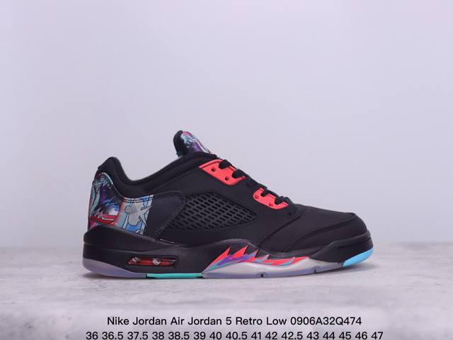 公司级nike Jordan Air Jordan 5 Retro Low Cny 皮革 舒适百搭 防滑 耐磨 低帮 复古篮球鞋 货号:819951 003 尺