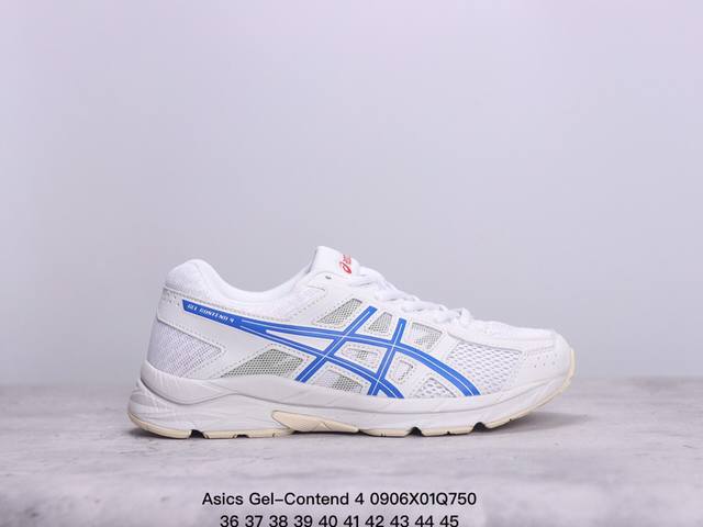 Asics Gel-Contend 4 复古单品亚瑟士 抗衡4代低帮城市休闲运动跑步鞋专业的运动科技，出色的缓冲性能，带来舒适的跑步体验 货号：T8D9Q-10