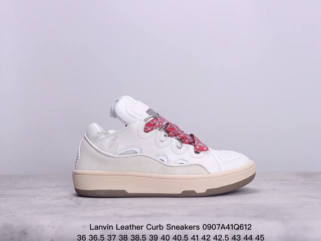 东莞公司货 nba明星同款 各大明星同款lanvin 浪凡 Leather Curb Sneakers 板鞋 面包鞋 潮流 情侣鞋 货号：36 36.5 37