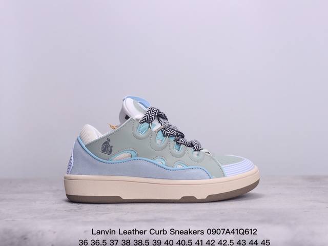 东莞公司货 nba明星同款 各大明星同款lanvin 浪凡 Leather Curb Sneakers 板鞋 面包鞋 潮流 情侣鞋 货号：36 36.5 37