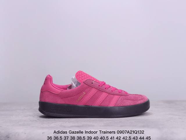 Adidas Gazelle Indoor Trainers 羊羚内系训列帮低复古百搭休运闲动德训风板鞋“皮麂草莓熊桃黑粉” 号货：Ji2585 码尺：35 3