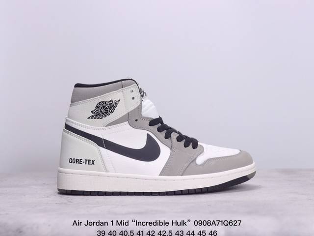 乔丹高帮air Jordan 1 Mid “Incredible Hulk” Aj1 乔1高帮百搭休闲运动板鞋。内置后掌air Sole气垫，减轻重量，增加贴地