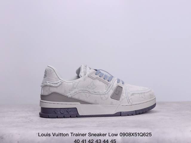 公司级全新lv路易威登louis Vuitton Trainer Sneaker Low休闲运动文化百搭板鞋 尺码:40-45 xm0908Q625