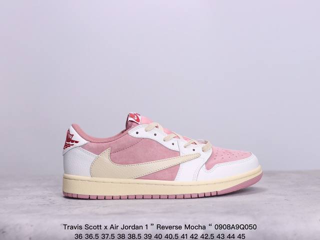 性价比版本aj1倒勾travis Scott X Air Jordan 1 ” Reverse Mocha “ Aj1乔1 Ts 闪电 联名倒钩 低帮文化篮球鞋