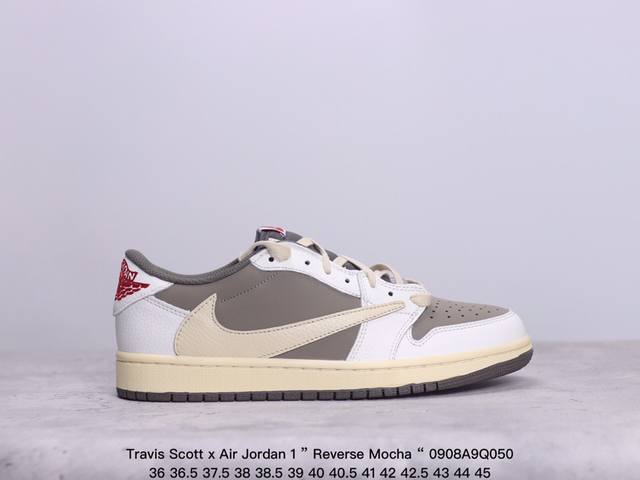 性价比版本aj1倒勾travis Scott X Air Jordan 1 ” Reverse Mocha “ Aj1乔1 Ts 闪电 联名倒钩 低帮文化篮球鞋