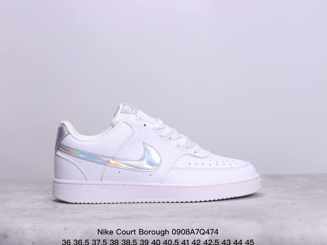 耐克 Nike Court Borough 低帮百搭透气休闲运动板鞋，经典耐用的设计，兼顾舒适脚感和出众风范，演绎匠心之作。结构性的支撑贴合感结合复古篮球设计，