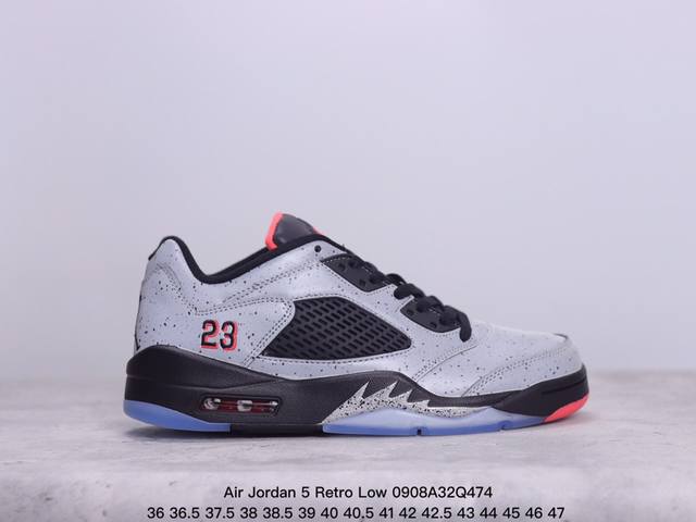 公司级 Air Jordan 5 Retro Low Aj5低帮系列 火焰白红 外形灵感来源于第二次世界大战期间美国最为著名的野马战斗机涂装，中底侧面带有战斗机