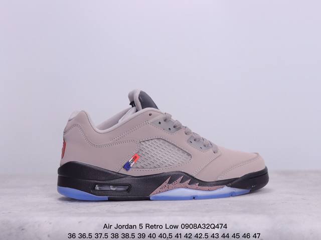 公司级 Air Jordan 5 Retro Low Aj5低帮系列 火焰白红 外形灵感来源于第二次世界大战期间美国最为著名的野马战斗机涂装，中底侧面带有战斗机