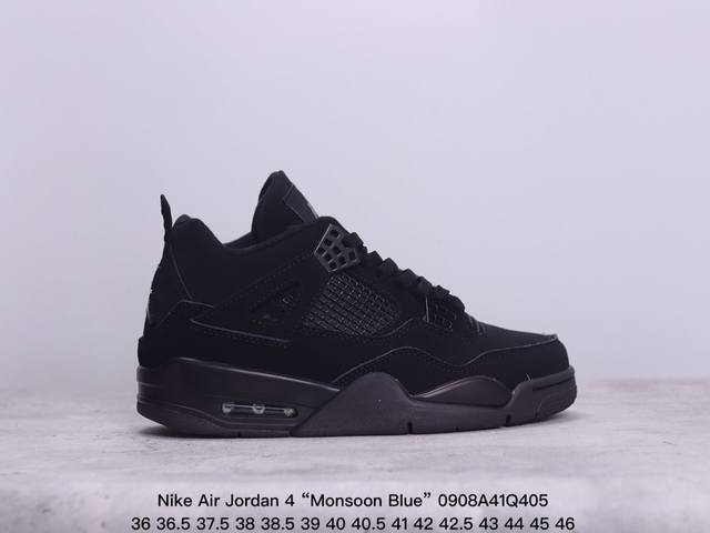 公司级真标带半码！耐克nike Air Jordan 4 “Monsoon Blue” Aj4 乔4 迈克尔 乔丹 Aj4代 中帮复古休闲运动文化篮球鞋。秉承轻