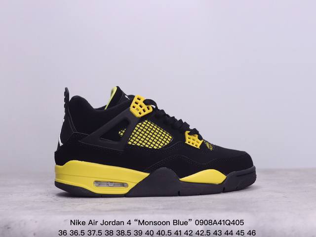 公司级真标带半码！耐克nike Air Jordan 4 “Monsoon Blue” Aj4 乔4 迈克尔 乔丹 Aj4代 中帮复古休闲运动文化篮球鞋。秉承轻