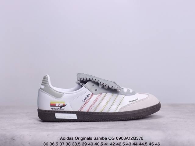 Diy定制礼盒版 阿迪达斯 三叶草adidas Originals Samba Og 桑巴舞系列绅士德训足球风百搭低帮休闲运动板鞋“白浅灰雪逐涂鸦”Ig1025