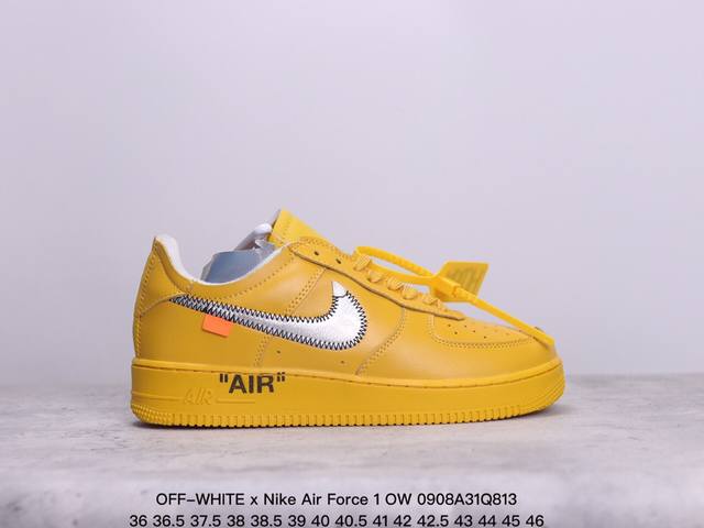 公司级off-White X Nike Air Force 1 Ow联名空军一号 鞋款延续了此次联名的设计风格，整体以白色为主调，鞋身内侧同样印有大面积标语，奶