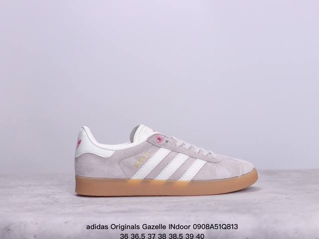 公司级adidas Originals Gazelle Indoor 三叶草休闲防滑耐磨低帮板鞋 鞋头出色设计 塑就出众贴合感 稳固的后跟贴合足部曲线设计 软弹