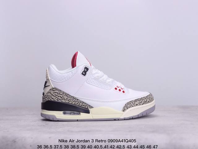 公司级nike Air Jordan 3 Retro皮革 潮流 防滑耐磨包裏性 中帮 复古篮球鞋 缜密拉帮及中底钢印细节 全新底模 货号:Ck9246-102