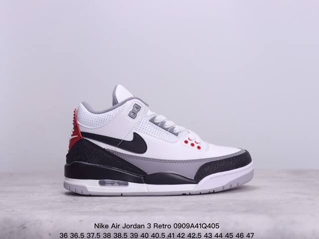 公司级nike Air Jordan 3 Retro皮革 潮流 防滑耐磨包裏性 中帮 复古篮球鞋 缜密拉帮及中底钢印细节 全新底模 货号:Ck9246-102