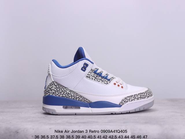 公司级nike Air Jordan 3 Retro皮革 潮流 防滑耐磨包裏性 中帮 复古篮球鞋 缜密拉帮及中底钢印细节 全新底模 货号:Ck9246-102