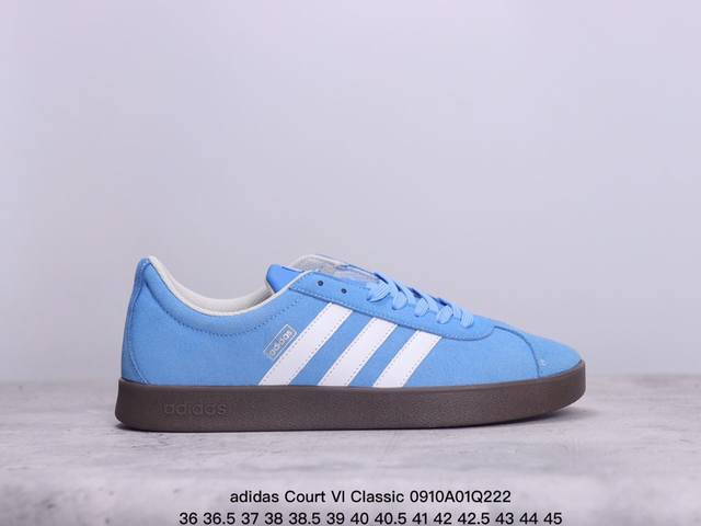 Adidas Court Vi Classic舒适休闲防滑耐磨低帮 板鞋男女同款蓝白色 xm0910Q222