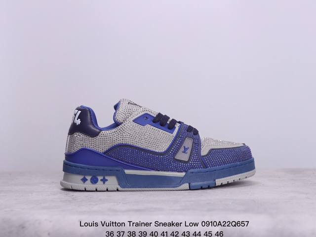 全新lv 钻石路易威登louis Vuitton Trainer Sneaker Low休闲运动文化百搭板鞋 ！ xm0910Q657