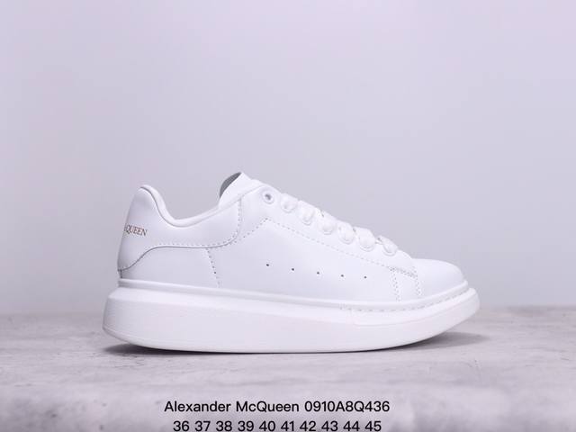 意大利高奢品牌alexander Mcqueen亚历山大 麦昆 Sole Leather Sneakers低帮时装厚底休闲运动小白鞋 尺码：36～45 xm09