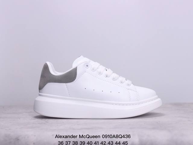 意大利高奢品牌alexander Mcqueen亚历山大 麦昆 Sole Leather Sneakers低帮时装厚底休闲运动小白鞋 尺码：36～45 xm09