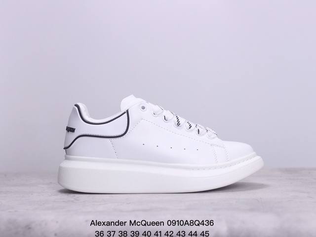 意大利高奢品牌alexander Mcqueen亚历山大 麦昆 Sole Leather Sneakers低帮时装厚底休闲运动小白鞋 尺码：36～45 xm09